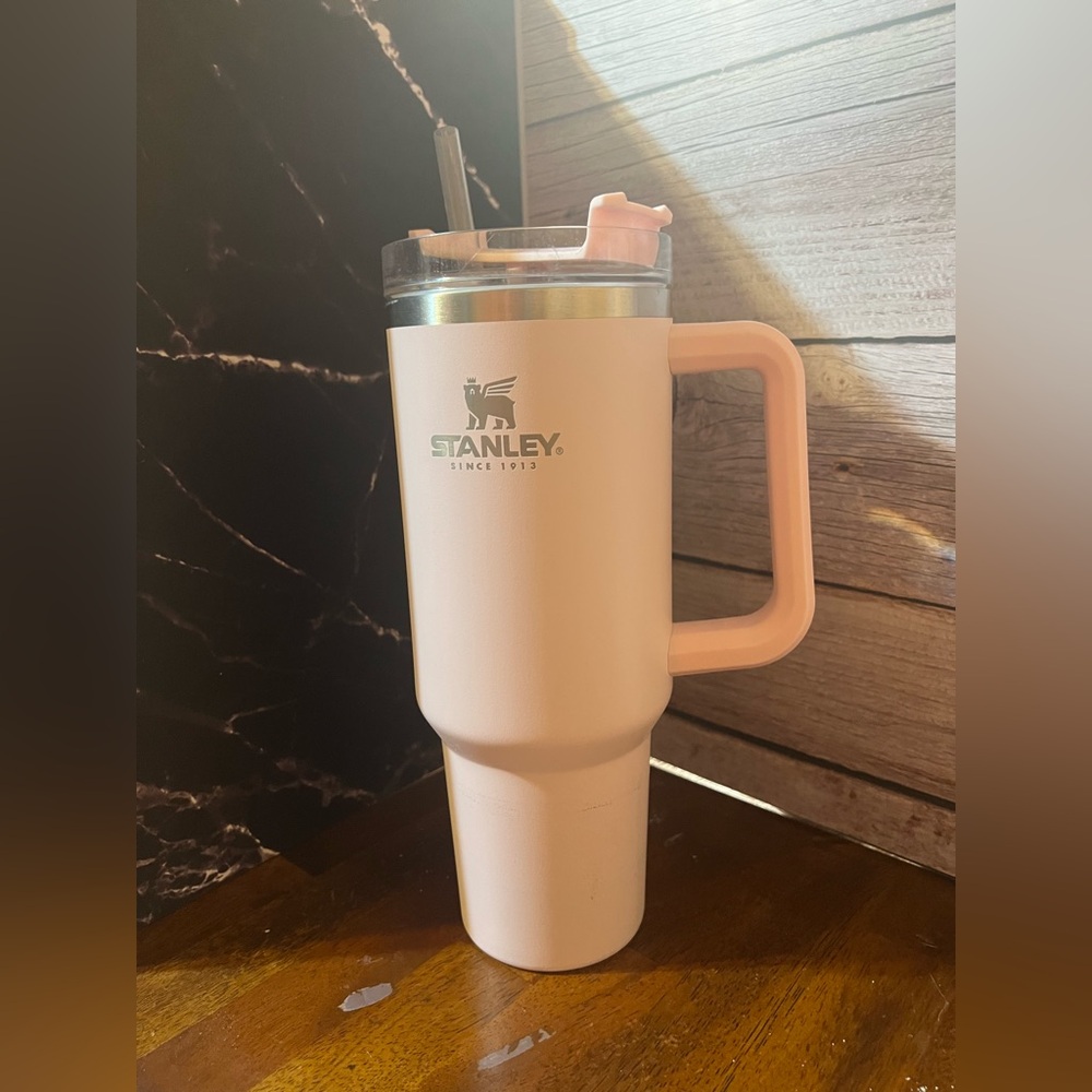 Stanley Pink Tumbler with Handle and Straw